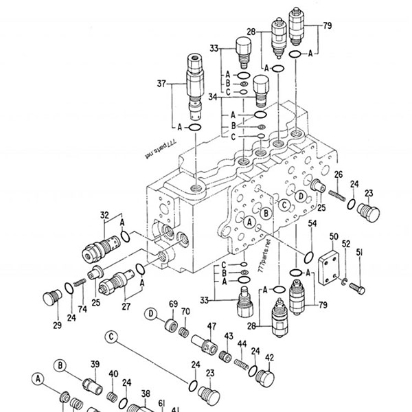 Hitachi EX300-2 हायड्रोलिक कंट्रोल व्हॉल्व्ह 4314749